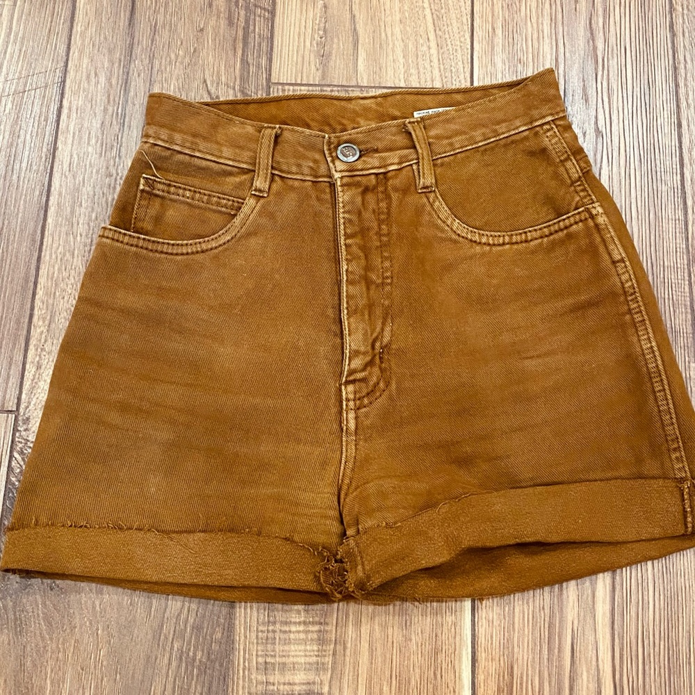 Vintage 100% Cotton 90’s High Waist Rust Denim Cutoff Cuffed Shorts Size XS / 25